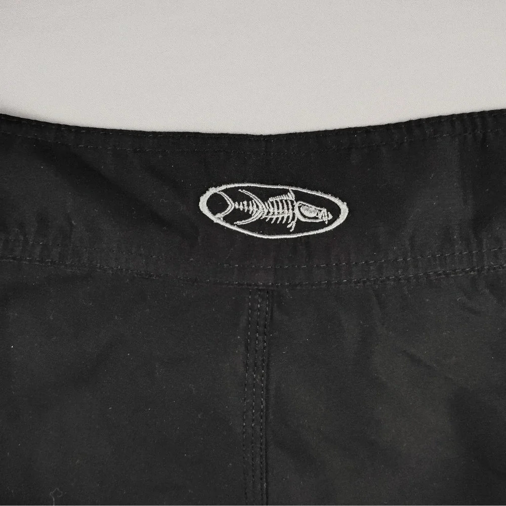 Tormenter Mens Size 38 Board Shorts Swim Trunks Black Fish Skeleton Graphic